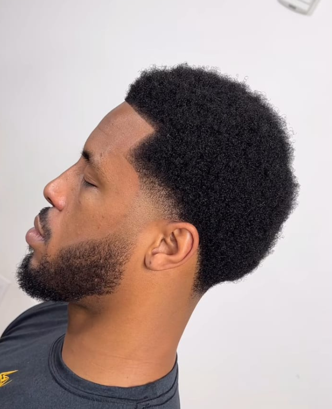 Low Taper Fade With Afro Top