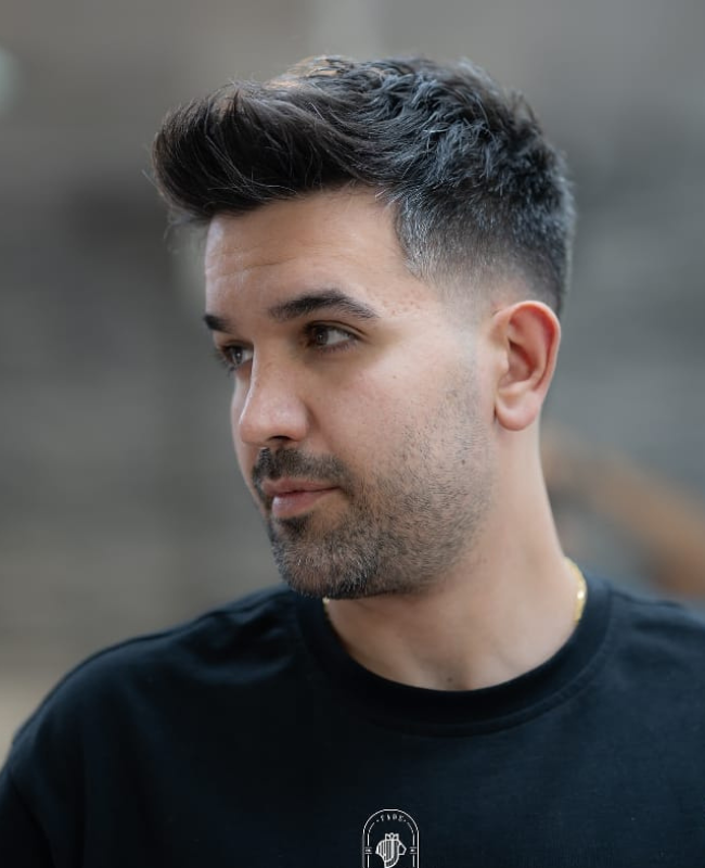 Low Taper Fade With Faux Hawk