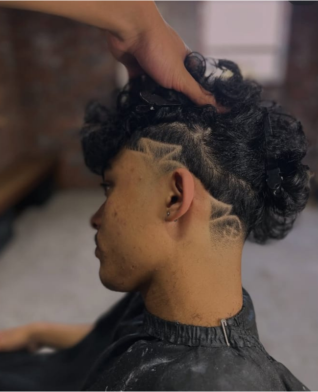 Low Taper Fade with hair design 